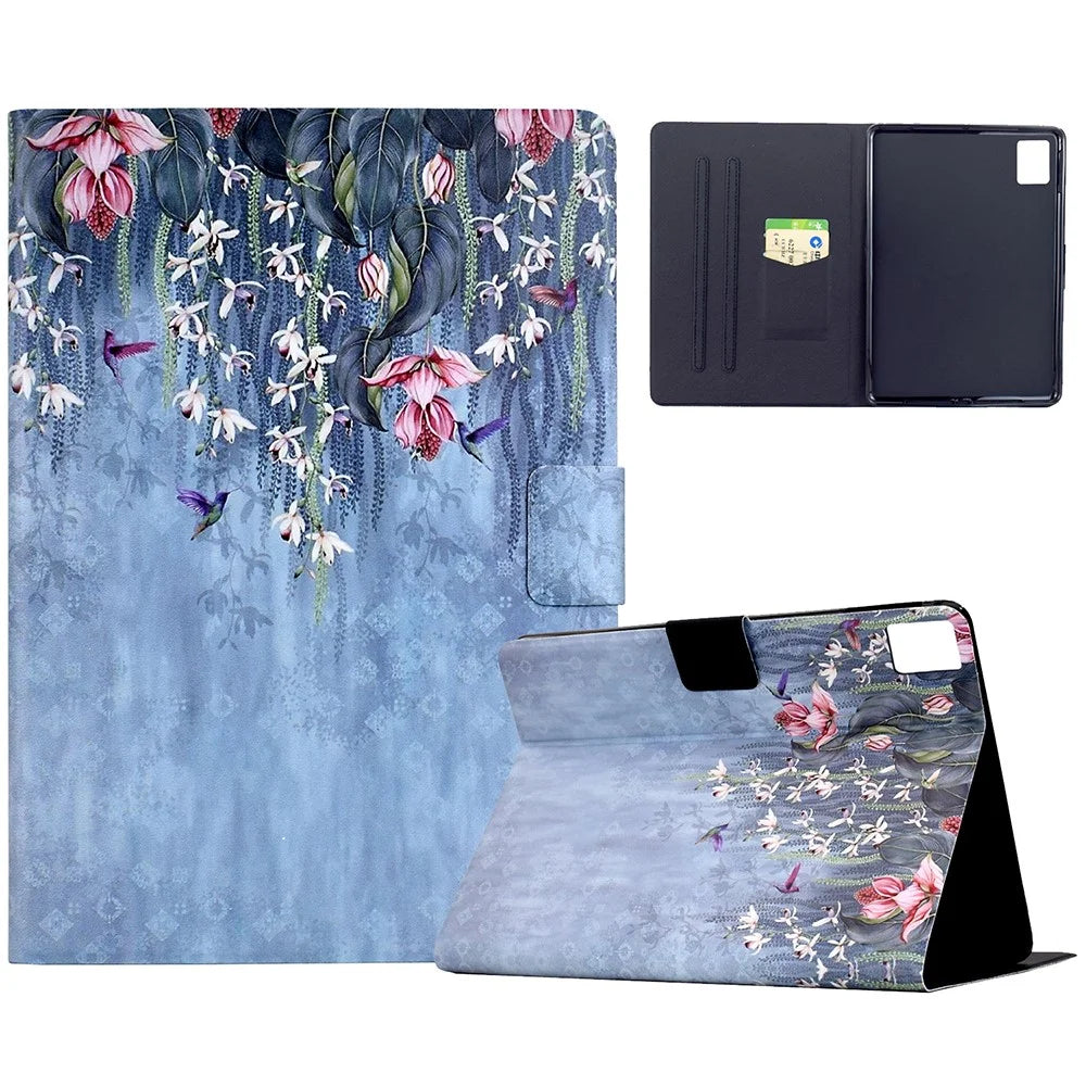 For Lenovo Xiaoxin Pad 12.1 (2025) Case Card Holder Pattern Print Leather Cover - Bird - 1