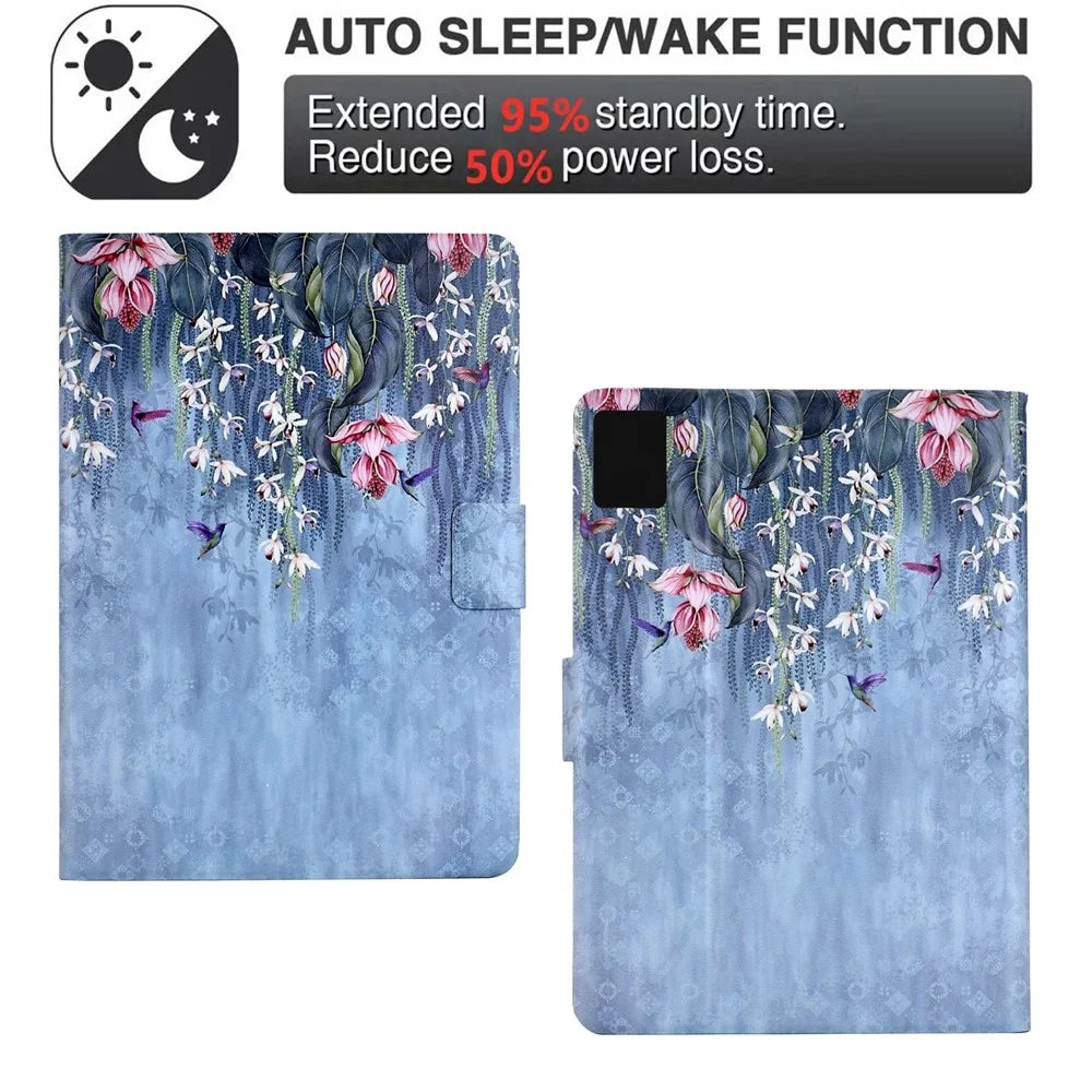 For Lenovo Xiaoxin Pad 12.1 (2025) Case Card Holder Pattern Print Leather Cover - Bird - 5