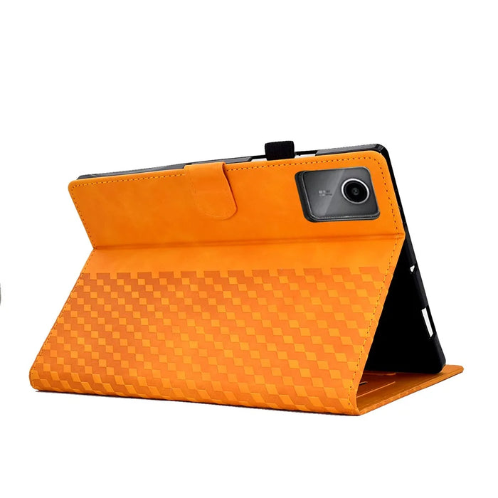 For Lenovo Xiaoxin Pad 12.1 (2025) Case Card Slots Block Pattern Leather Cover - Khaki - 4