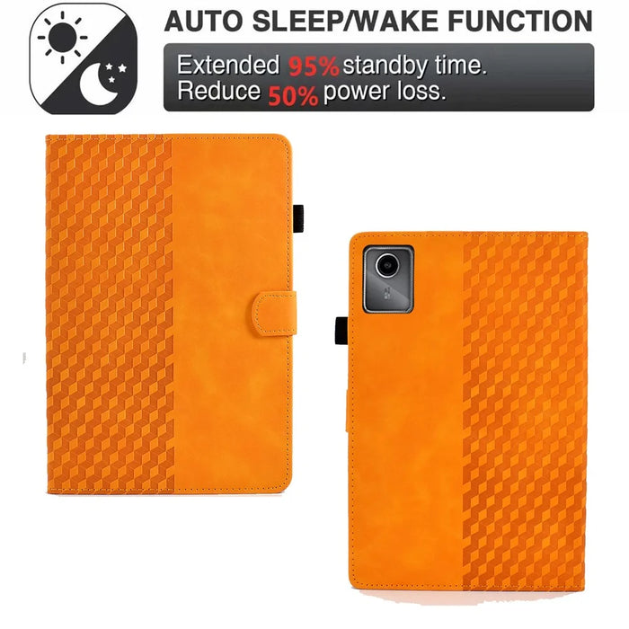 For Lenovo Xiaoxin Pad 12.1 (2025) Case Card Slots Block Pattern Leather Cover - Khaki - 5