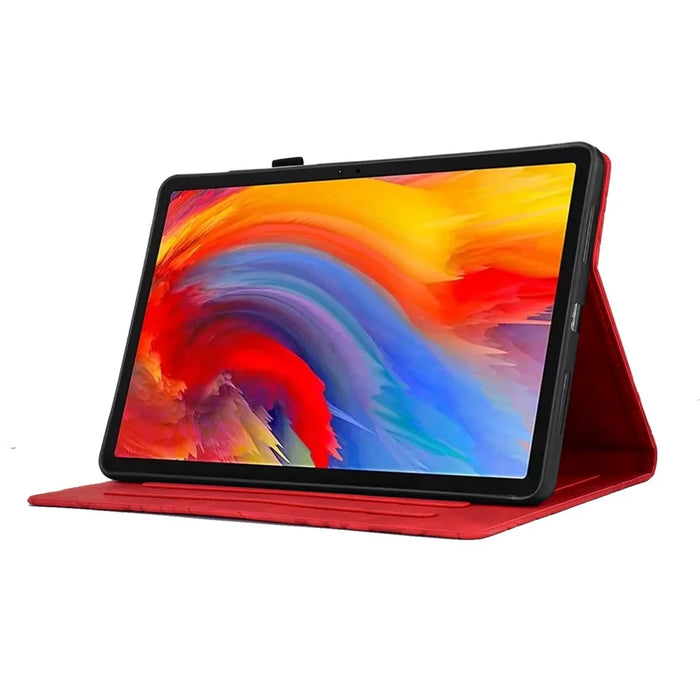 For Lenovo Xiaoxin Pad 12.1 (2025) Leather Case Tree Pattern Card Slots Stand Cover - Red - 3