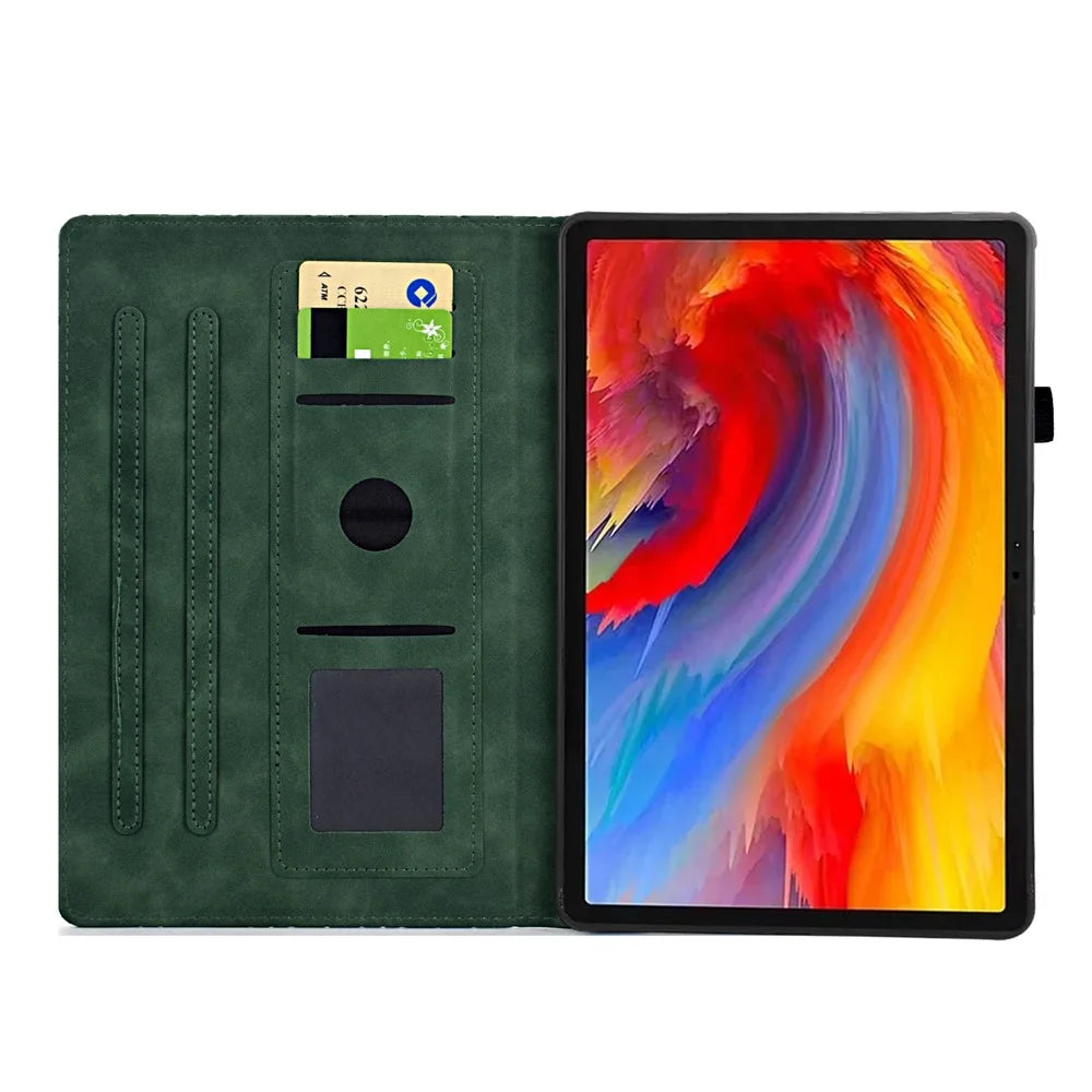 For Lenovo Xiaoxin Pad 12.1 (2025) Case Card Slots Stand Rhombus Auto Wake / Sleep Leather Cover - Green - 2