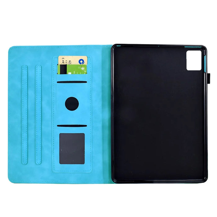 For Lenovo Xiaoxin Pad 12.1 (2025) Case Mandala Imprinted Leather Tablet Cover with Card Slots - Sky Blue - 2