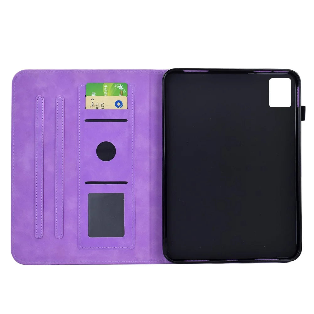 For Lenovo Xiaoxin Pad 12.1 (2025) Leather Case Plum Blossom Stand Card Slots Tablet Cover - Light Purple - 2