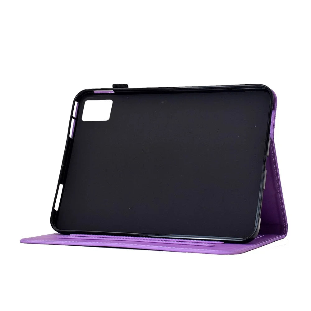 For Lenovo Xiaoxin Pad 12.1 (2025) Leather Case Plum Blossom Stand Card Slots Tablet Cover - Light Purple - 3