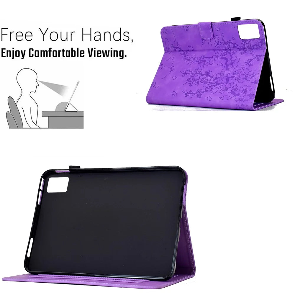 For Lenovo Xiaoxin Pad 12.1 (2025) Leather Case Plum Blossom Stand Card Slots Tablet Cover - Light Purple - 6