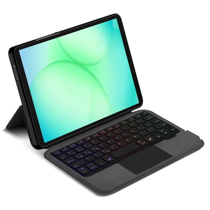 For Samsung Galaxy Tab A11 Leather Case + Touchpad Bluetooth-Compatible Keyboard with Backlit - 2