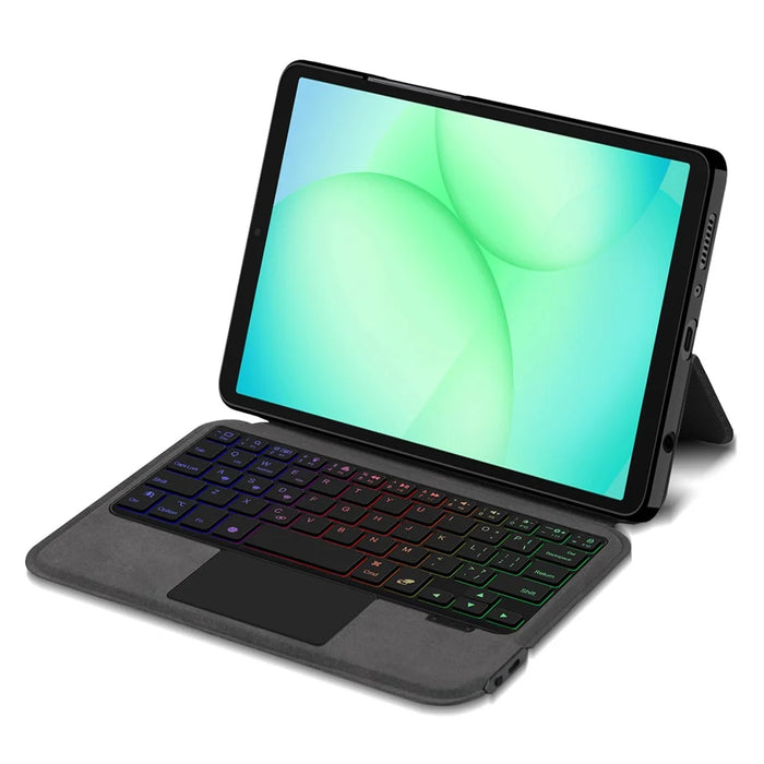 For Samsung Galaxy Tab A11 Leather Case + Touchpad Bluetooth-Compatible Keyboard with Backlit - 3