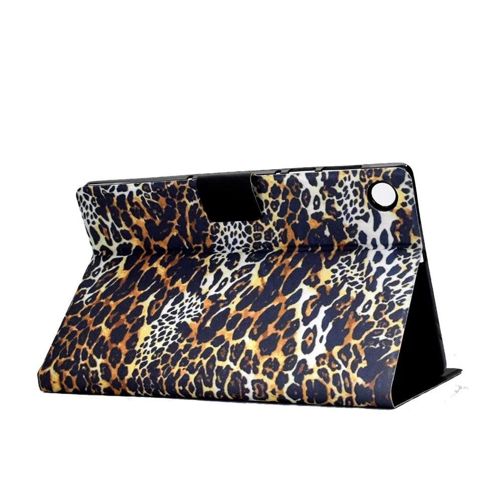 For Samsung Galaxy Tab A8 10.5 (2021) SM-X200 / X205 / Tab A8 10.5 (2022) Anti-drop Magnetic Pattern Printing Cover Folio Flip Auto Wake / Sleep PU Leather Stand Case with Card Slots - Leopard - 4