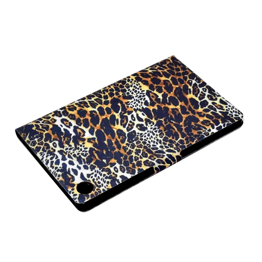 For Samsung Galaxy Tab A8 10.5 (2021) SM-X200 / X205 / Tab A8 10.5 (2022) Anti-drop Magnetic Pattern Printing Cover Folio Flip Auto Wake / Sleep PU Leather Stand Case with Card Slots - Leopard - 6