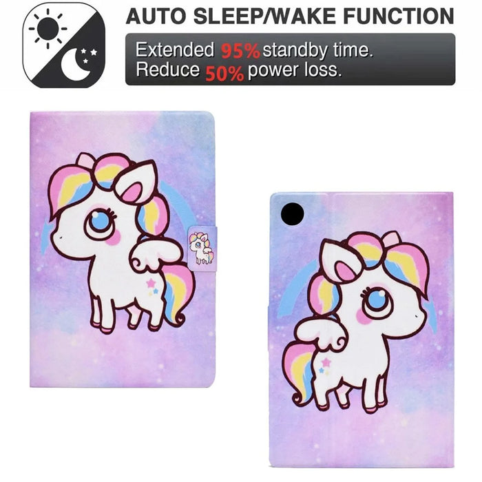 For Samsung Galaxy Tab A8 10.5 (2021) SM-X200 / X205 / Tab A8 10.5 (2022) Dual-sided Magnetic Pattern Printing Cover Anti-drop PU Leather Stand Stitching Case with Card Slots - Colorful Horse - 4