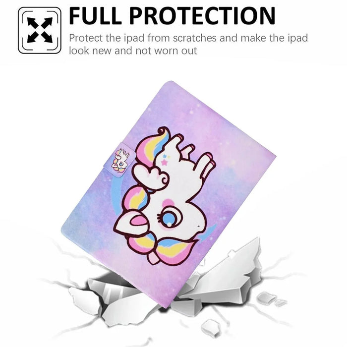 For Samsung Galaxy Tab A8 10.5 (2021) SM-X200 / X205 / Tab A8 10.5 (2022) Dual-sided Magnetic Pattern Printing Cover Anti-drop PU Leather Stand Stitching Case with Card Slots - Colorful Horse - 7