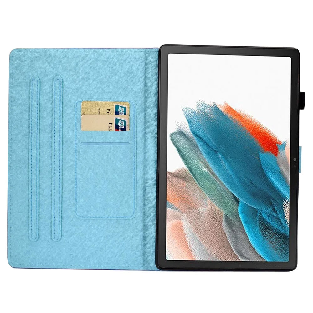 For Samsung Galaxy Tab A8 10.5 (2021) SM-X200 / X205 / Tab A8 10.5 (2022) PU Leather Pattern Printing Cover Smart Folio Stand Stitching Case with Card Slots and Pencil Holder - Butterfly - 2