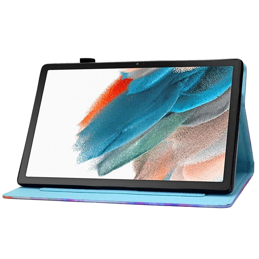 For Samsung Galaxy Tab A8 10.5 (2021) SM-X200 / X205 / Tab A8 10.5 (2022) Pattern Printing PU Leather Dual-sided Magnetic Cover Stand Stitching Case with Card Slots and Pencil Holder - Antique Clock - 3