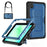 For Samsung Galaxy Tab A11 / A9 Case Hidden Zinc Alloy Kickstand PC + TPE Tablet Cover with Shoulder Strap - Navy Blue - 1
