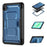 For Samsung Galaxy Tab A11 / A9 Case Hidden Zinc Alloy Kickstand PC + TPE Tablet Cover with Shoulder Strap - Navy Blue - 2