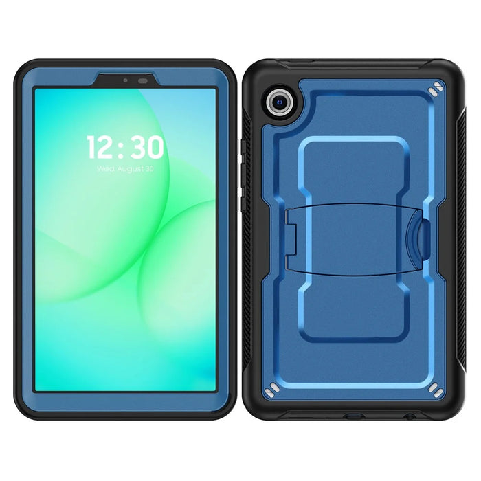 For Samsung Galaxy Tab A11 / A9 Case Hidden Zinc Alloy Kickstand PC + TPE Tablet Cover with Shoulder Strap - Navy Blue - 3