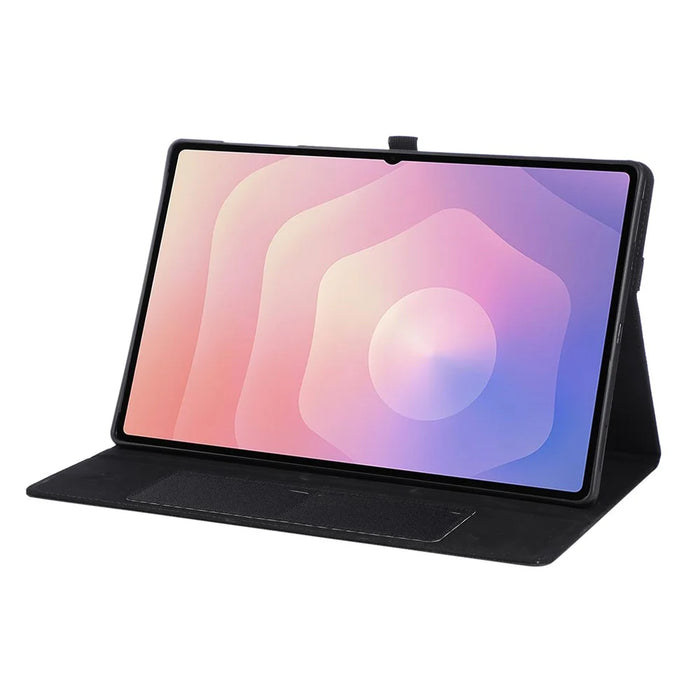 For Samsung Galaxy Tab S11 Ultra Case with Stand Card Holder Cloth Texture Leather Tablet Cover - Black - 3
