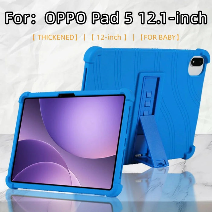 For Oppo Pad 6 / Pad 5 / vivo Pad5e / IQOO Pad5c / Pad5c Case Adjustable Kickstand Silicone Tablet Protective Cover - Dark Blue - 2