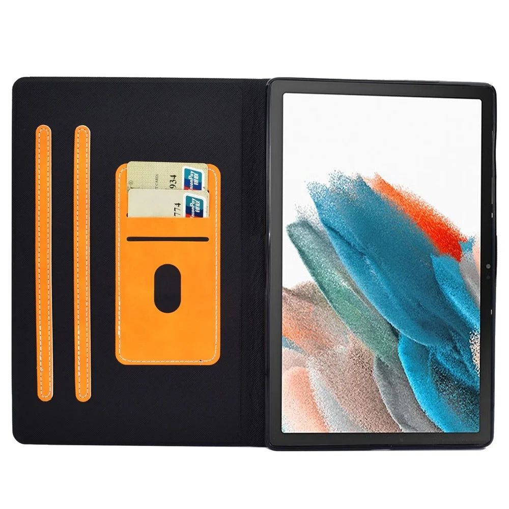 For Samsung Galaxy Tab A8 10.5 (2021) / (2022) SM-X205 / SM-X200 Leather Tablet Case Card Holder Stand Cover - Orange - 2