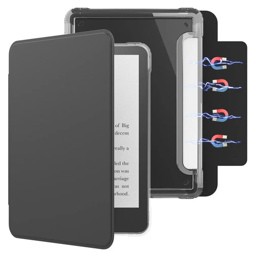 For Amazon Kindle Paperwhite (2024) Case Magnetic Detachable Acrylic + PU Leather Cover Auto Wake  /  Sleep - Black - 1