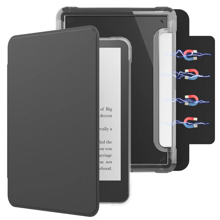 For Amazon Kindle Paperwhite (2024) Case Magnetic Detachable Acrylic + PU Leather Cover Auto Wake  /  Sleep - Black - 1