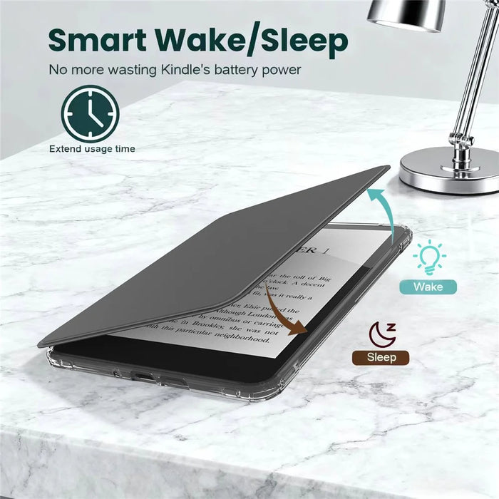 For Amazon Kindle Paperwhite (2024) Case Magnetic Detachable Acrylic + PU Leather Cover Auto Wake  /  Sleep - Black - 2