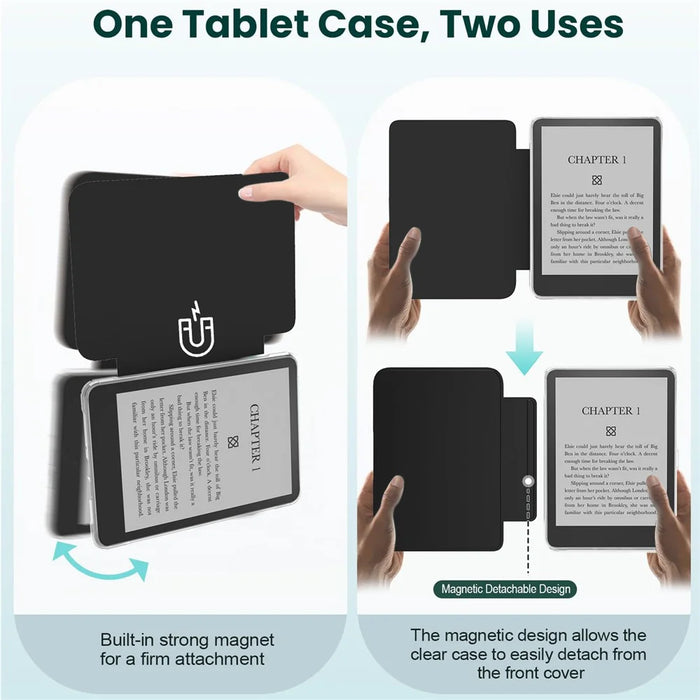 For Amazon Kindle Paperwhite (2024) Case Magnetic Detachable Acrylic + PU Leather Cover Auto Wake  /  Sleep - Black - 4