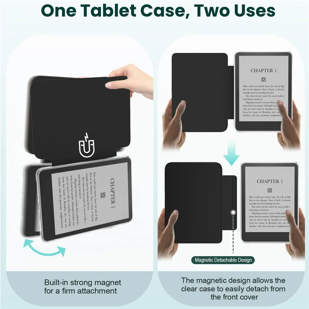For Amazon Kindle Paperwhite (2021) Case Magnetic Detachable Acrylic + PU Leather Cover Auto Wake  /  Sleep - Black - 2