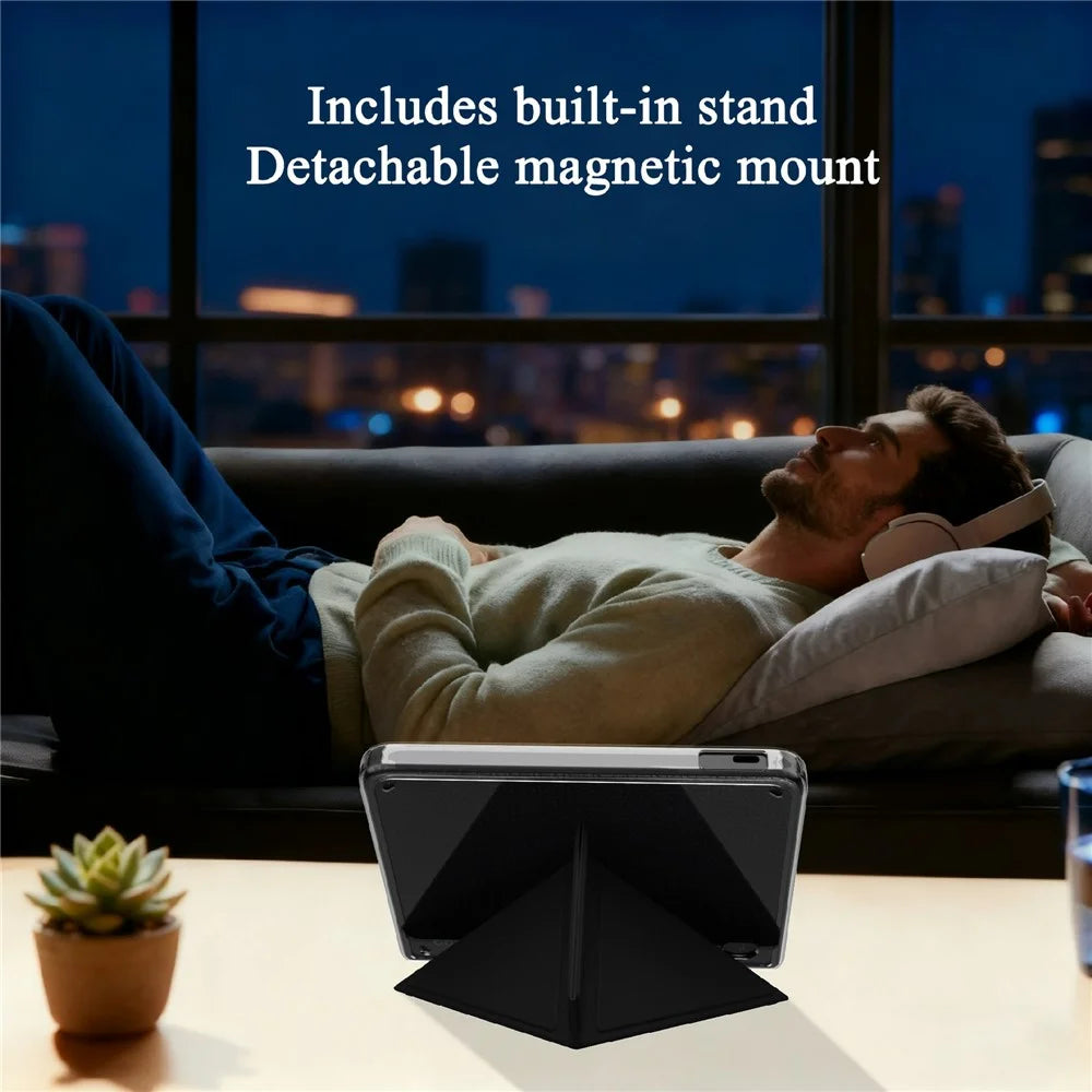 For Kobo Libra Colour PU Leather Case Magnetic Detachable Tablet Cover with V-Shape Stand, Auto Wake / Sleep - Black - 3