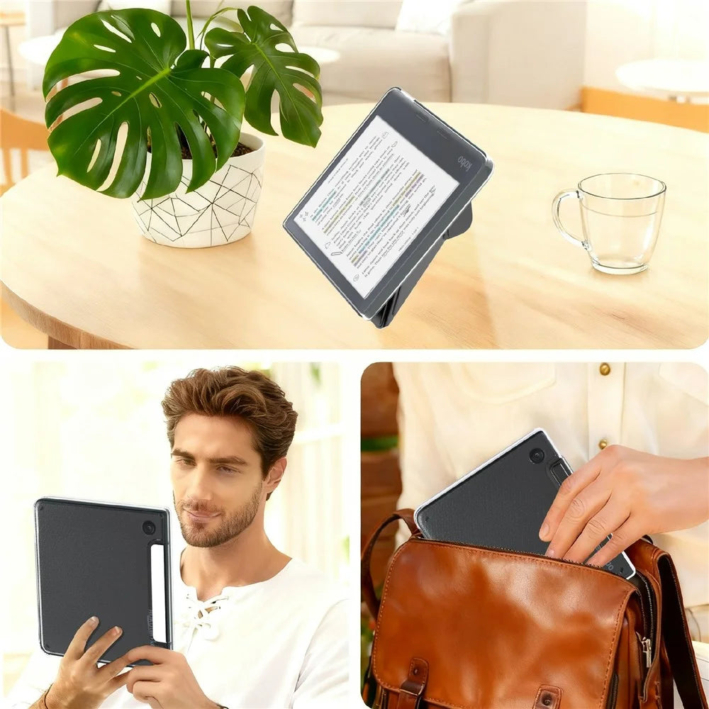 For Kobo Libra 2 PU Leather Case Magnetic Detachable Tablet Cover with V-Shape Stand, Auto Wake / Sleep - Black - 5