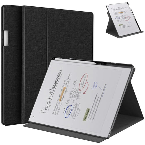 For ReMarkable Paper Pro E-Reader Case Auto Sleep Wake Slim Protective Cover with Pen Holder - Black - 1