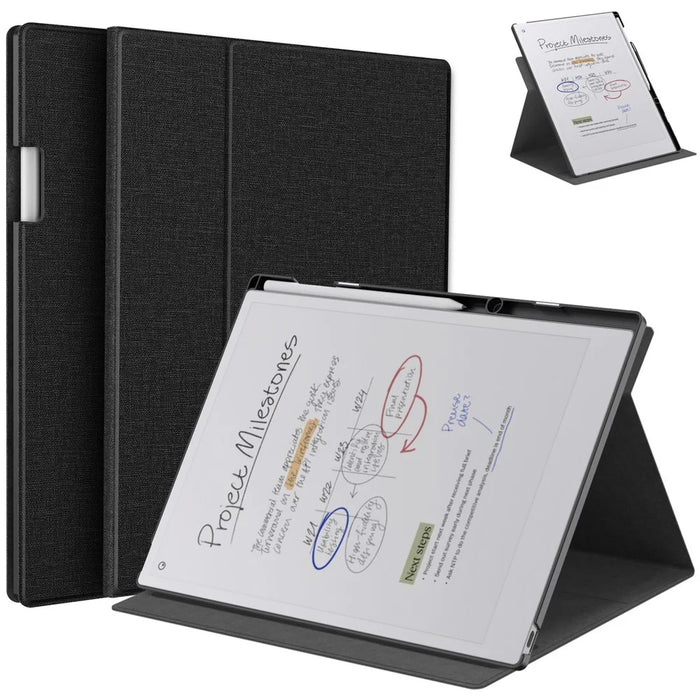 For ReMarkable Paper Pro E-Reader Case Auto Sleep Wake Slim Protective Cover with Pen Holder - Black - 1