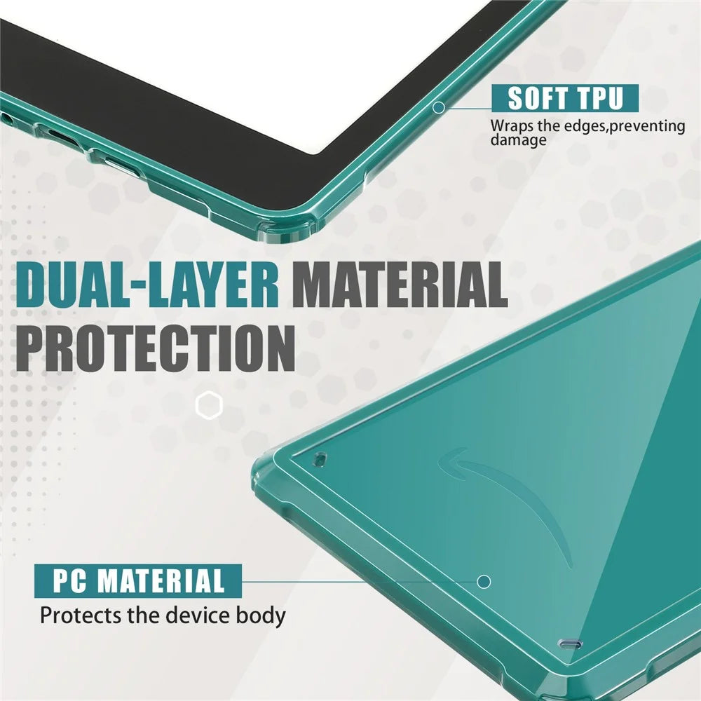 For Amazon Kindle Paperwhite (2024) Case Anti-Scratch TPU + PC Tablet Cover - Glitter Blackish Green - 2