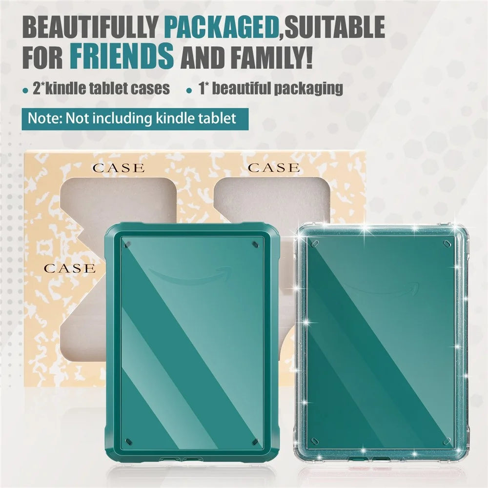 For Amazon Kindle Paperwhite (2024) Case Anti-Scratch TPU + PC Tablet Cover - Glitter Blackish Green - 3