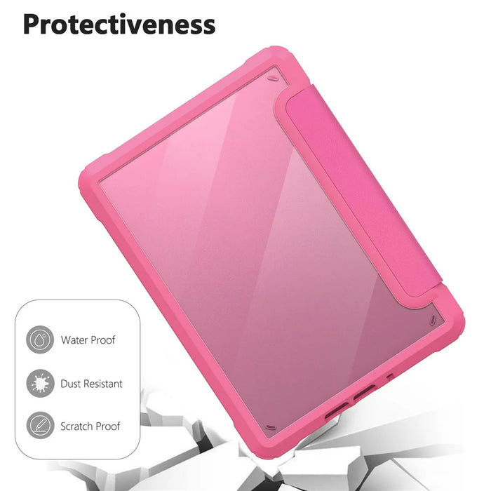 For Amazon Kindle Paperwhite (2024) Protective Case Clear Back Leather Flip Cover Support Auto Wake Sleep - Dark Rose - 5