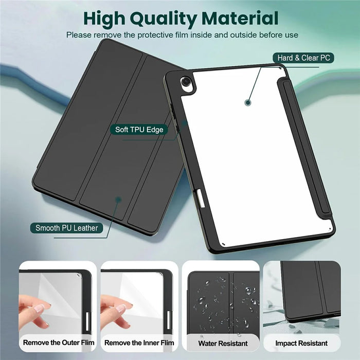 For Samsung Galaxy Tab S11 Folding Stand Leather Case Magnetic Detachable Tablet Cover with Auto Wake / Sleep - Black - 2