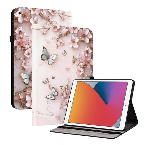 Leather Case For iPad 10.2 (2021)  /  (2020)  /  (2019)  /  Air 10.5 inch (2019) Pattern Printed Stand Tablet Cover with Card Slots - Pink Butterfly - 1