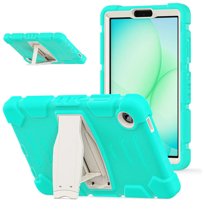 For Samsung Galaxy Tab A11 Kickstand Case PC + Silicone Anti-Drop Tablet Cover - Mint Green - 1