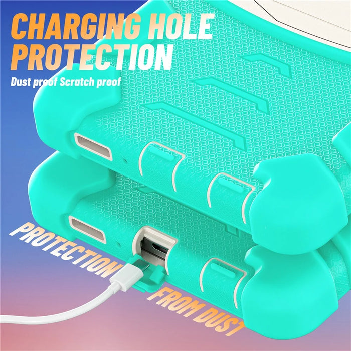 For Samsung Galaxy Tab A11 Kickstand Case PC + Silicone Anti-Drop Tablet Cover - Mint Green - 4