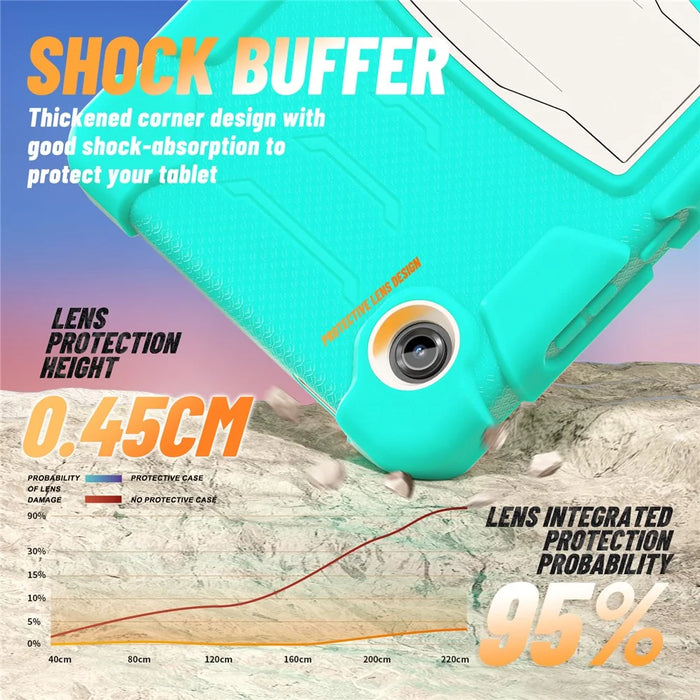 For Samsung Galaxy Tab A11 Kickstand Case PC + Silicone Anti-Drop Tablet Cover - Mint Green - 5