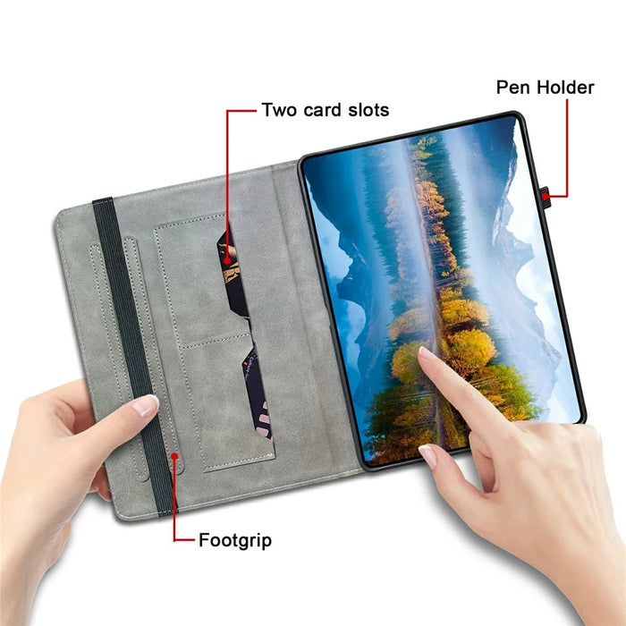 For Samsung Galaxy Tab S11 Leather Case Pattern Printed Stand Tablet Cover with Card Slots - Pink Butterfly - 5