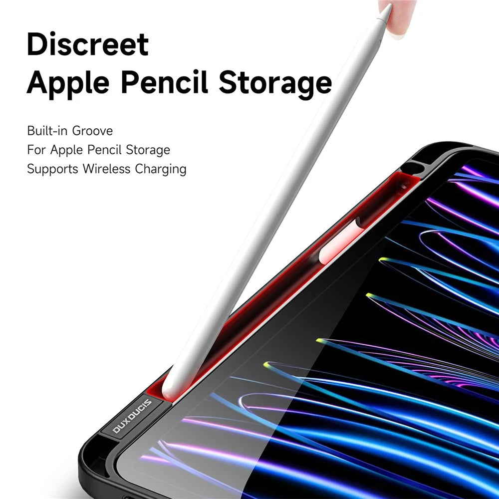 For iPad Pro 11 (2022) / (2021) / (2020) Case Detachable Origami Stand Leather + TPU + Acryclic Clear Back Cover - Black - 7