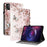 For Lenovo Legion Y700 (2025) Leather Case Pattern Printed Stand Tablet Cover with Card Slots - Pink Butterfly - 1