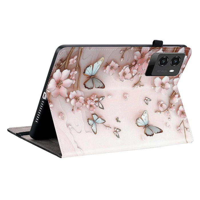 For Lenovo Legion Y700 (2025) Leather Case Pattern Printed Stand Tablet Cover with Card Slots - Pink Butterfly - 4