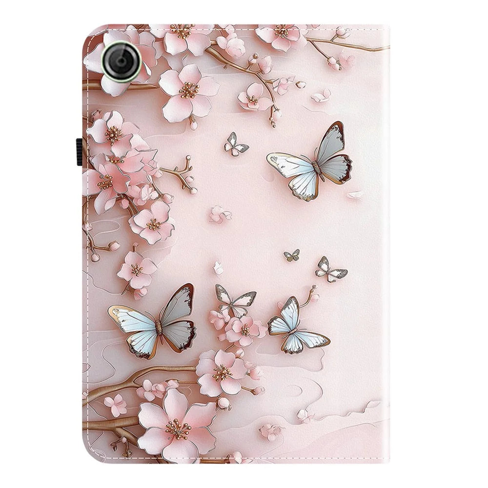 For Lenovo Tab TB311FU Leather Case Pattern Printed Stand Tablet Cover with Card Slots - Pink Butterfly - 7