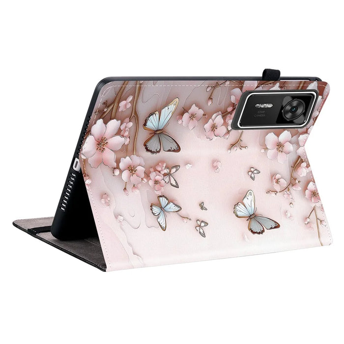 For Lenovo Legion Y700 Gen 4 Leather Case Pattern Printed Stand Tablet Cover with Card Slots - Pink Butterfly - 4