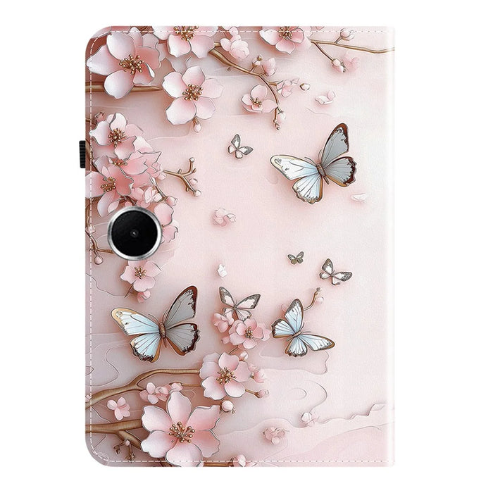 For OnePlus Pad Lite  /  Oppo Pad SE Leather Case Pattern Printed Stand Tablet Cover with Card Slots - Pink Butterfly - 7