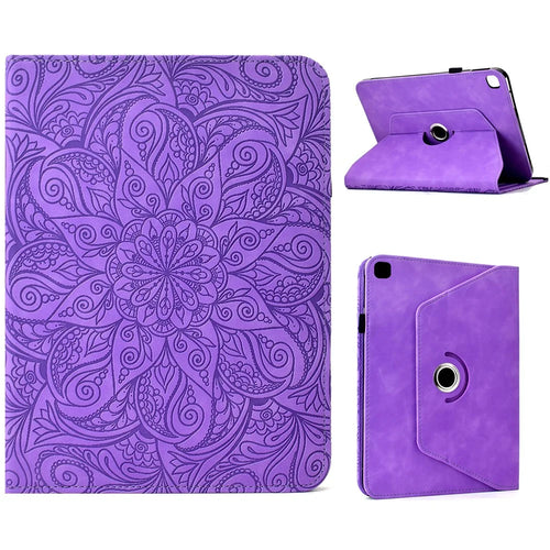 Leather Case for iPad 10.2 (2020) / (2019) / iPad Air 10.5 inch (2019) / Pro 10.5-inch (2017) Card Slots Rotary Stand Mandala Flower Tablet Cover - Light Purple - 1