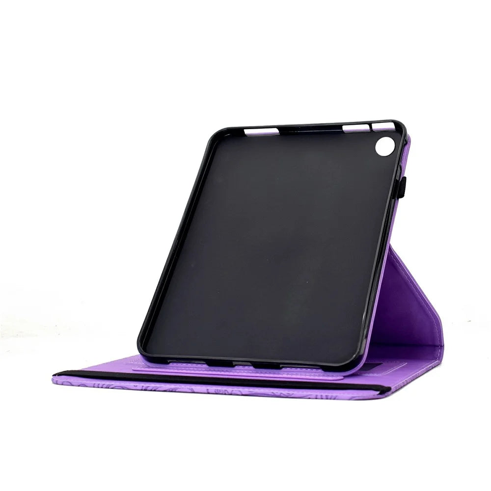 For Samsung Galaxy Tab A11 / A9 Leather Case Card Slots Rotary Stand Mandala Flower Tablet Cover - Light Purple - 5